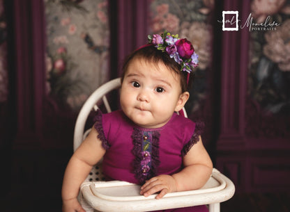 Magenta Floral Victorian Wall - With Sweep Option