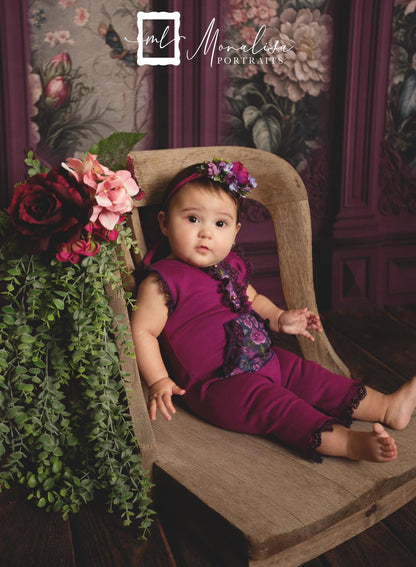 Magenta Floral Victorian Wall - With Sweep Option