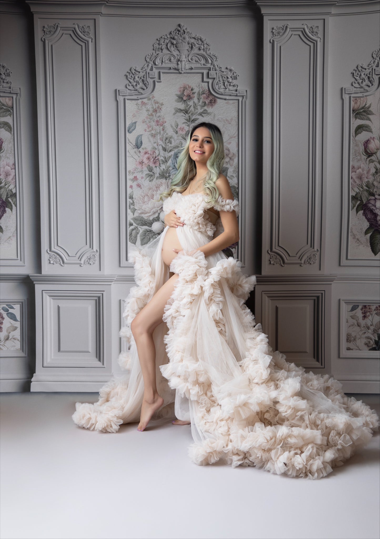 Ivory Floral Victorian Wall - With Sweep Option