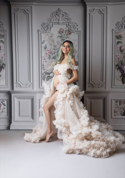 Ivory Floral Victorian Wall - With Sweep Option