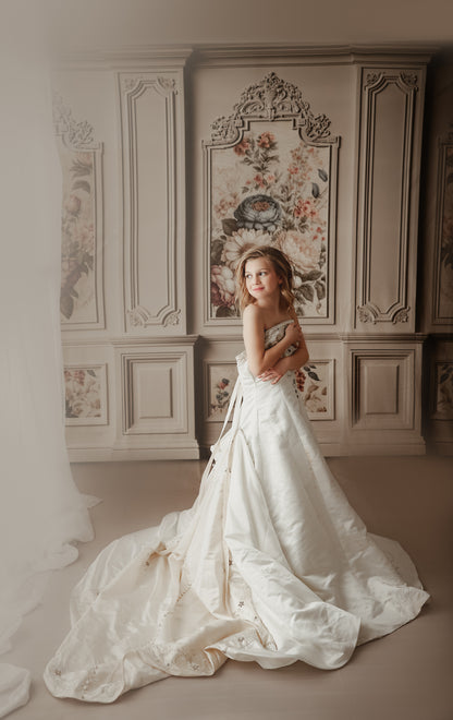 Ivory Floral Victorian Wall - With Sweep Option