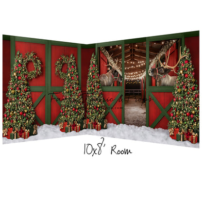 Jolly Reindeer Barn - With Reindeer - 2pc Room