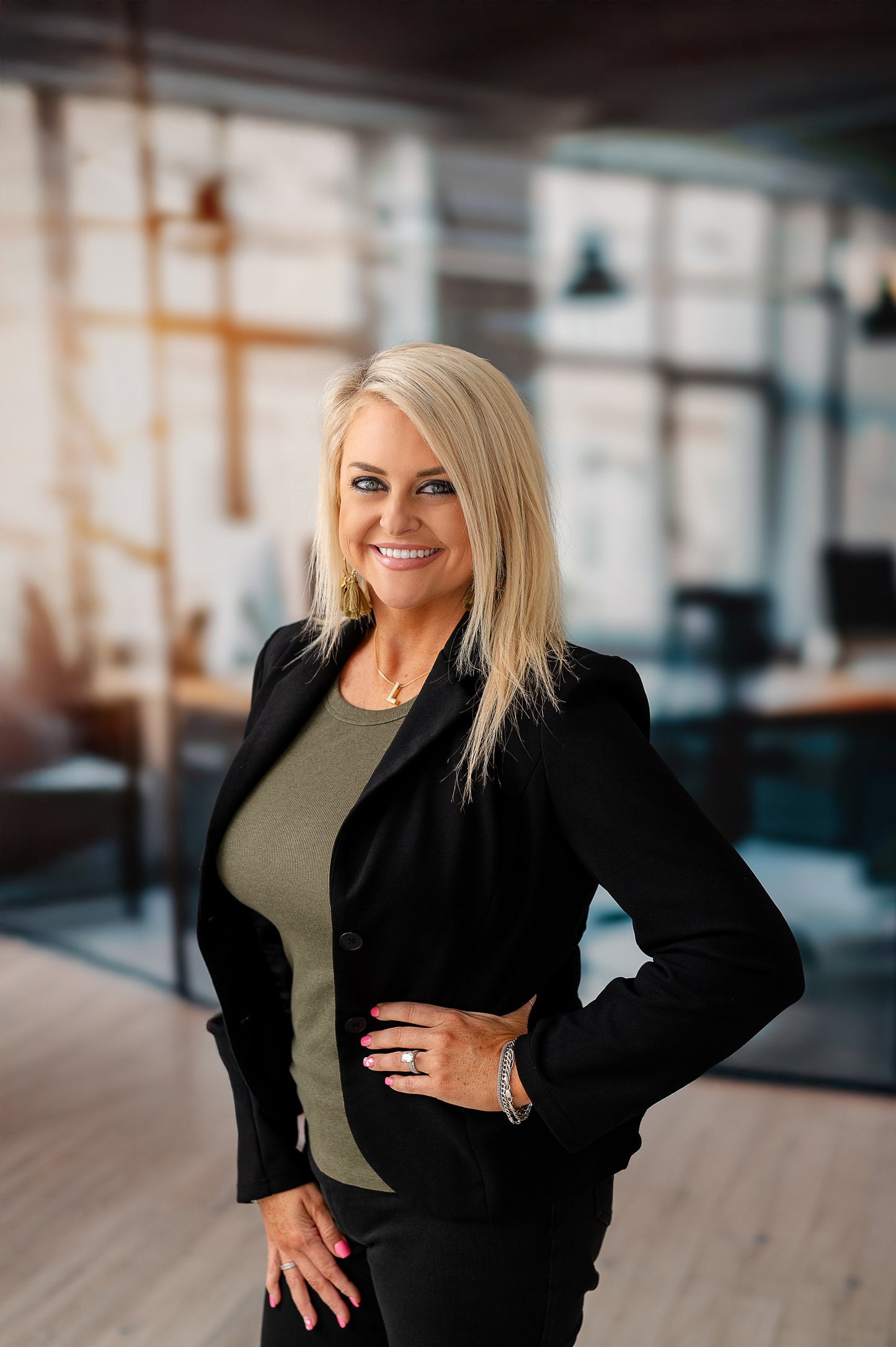 Sunset Office View - Horizontal Headshot Photography Backdrop