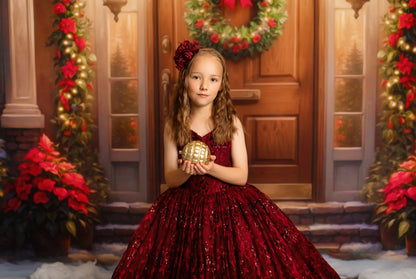 Merry Holiday Entry - Brown Door - With Sweep Option