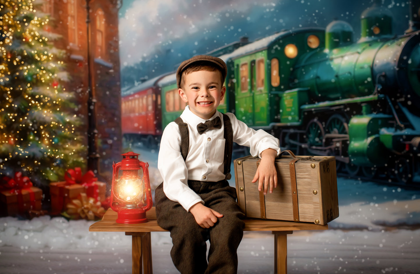 Festive Locomotive - Train on Right Option - With Sweep Option