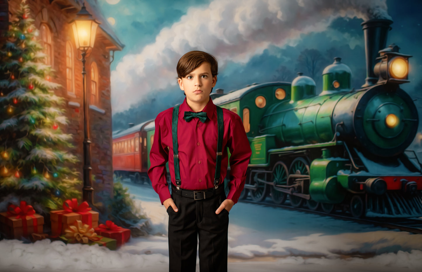 Festive Locomotive - Train on Right Option - With Sweep Option