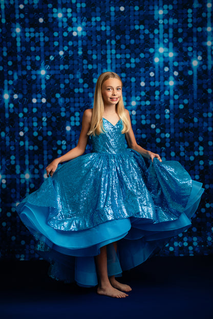 Electric Blue Glitz - With Solid Floor Sweep Option