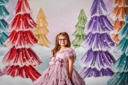 Magical Winter Rainbow Trees Pathway