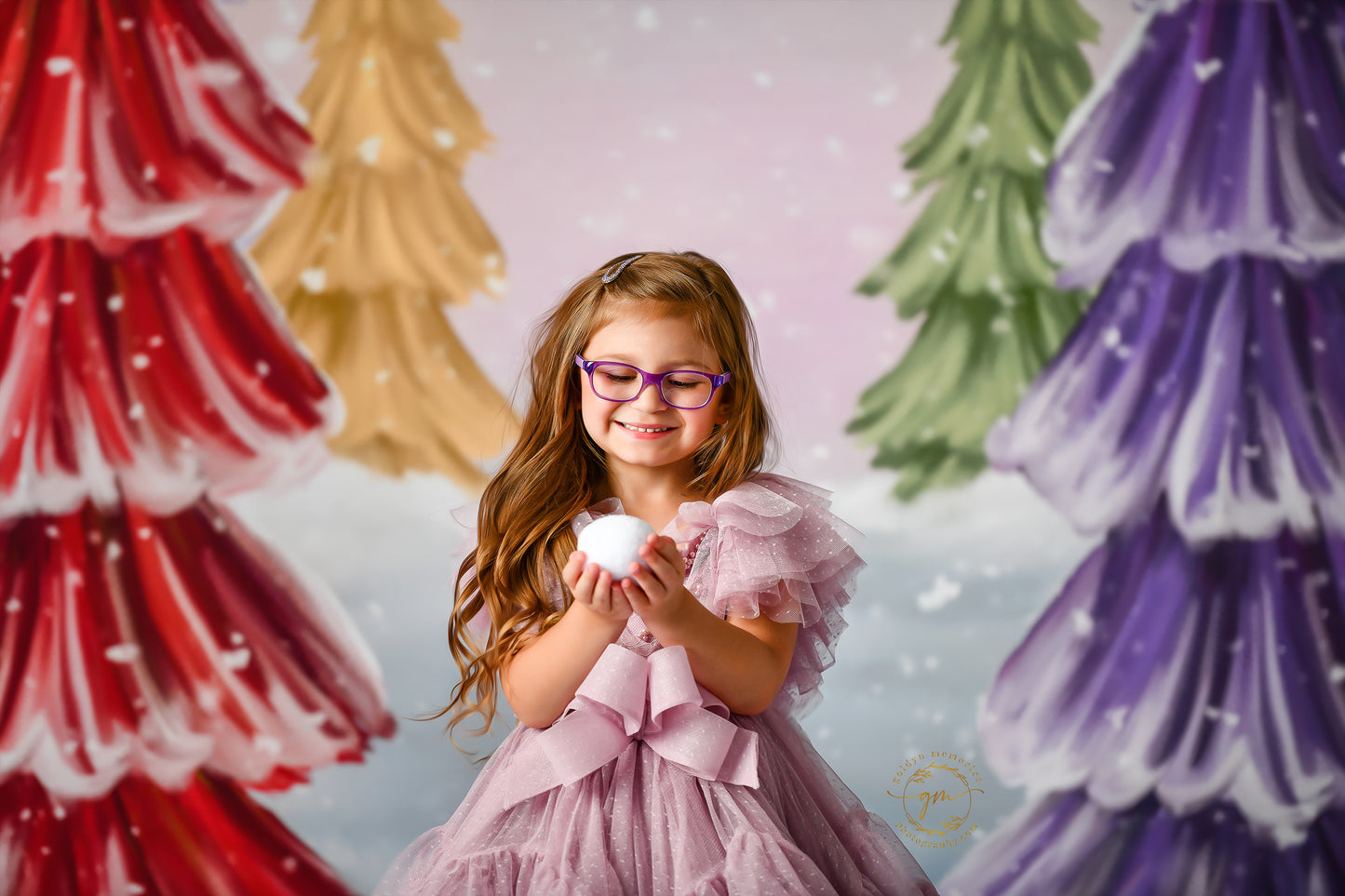 Magical Winter Rainbow Trees Pathway