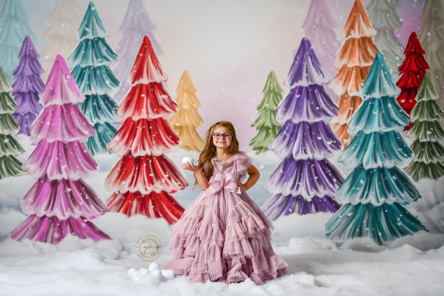 Magical Winter Rainbow Trees Pathway