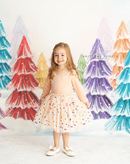 Magical Winter Rainbow Trees Pathway