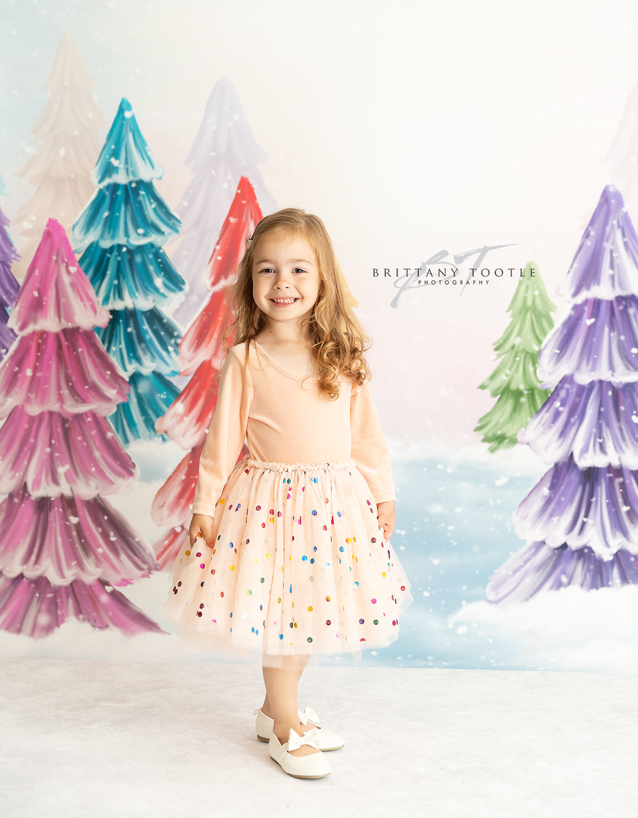 Magical Winter Rainbow Trees Pathway