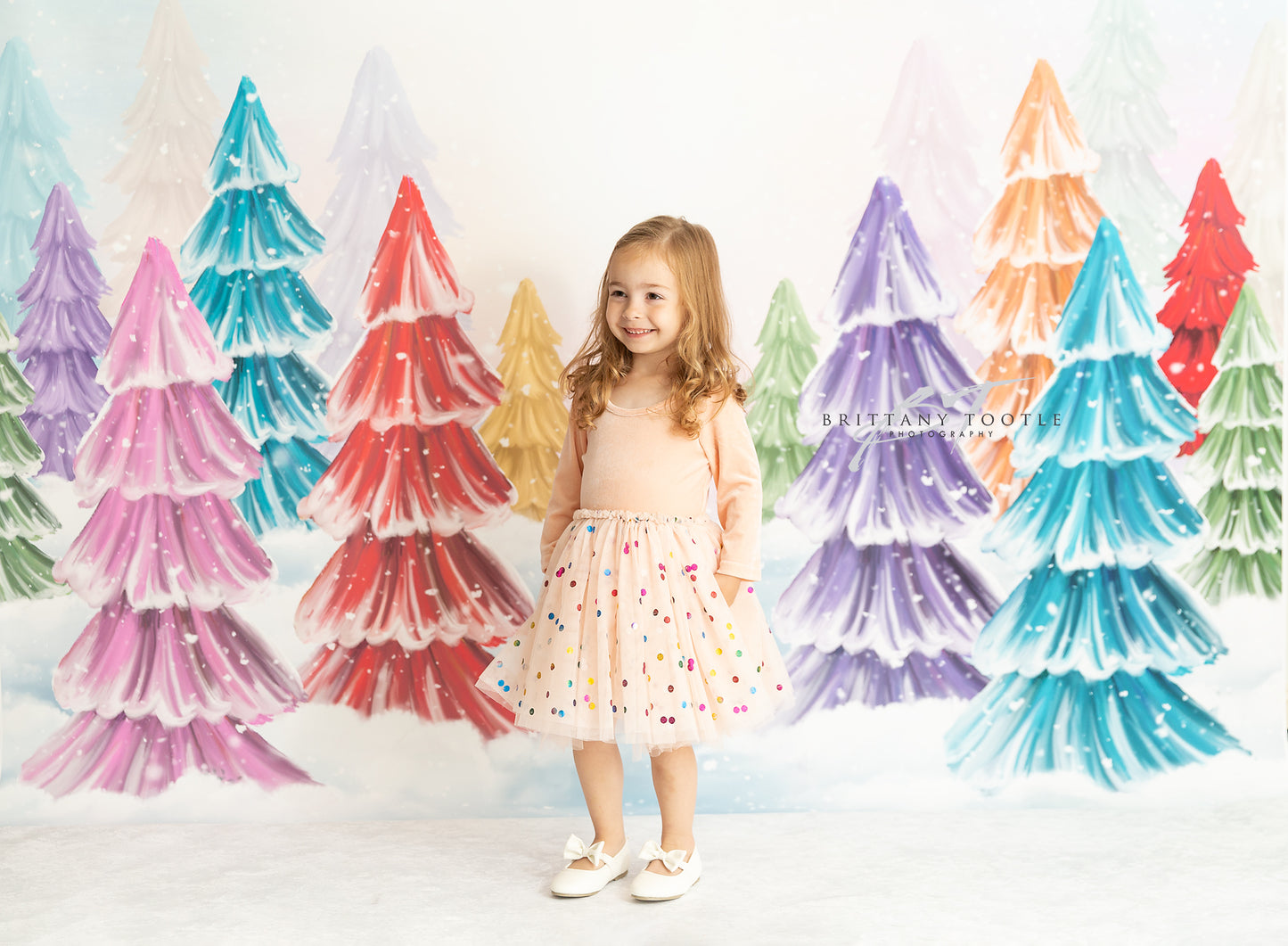 Magical Winter Rainbow Trees Pathway