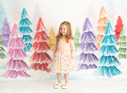 Magical Winter Rainbow Trees Pathway