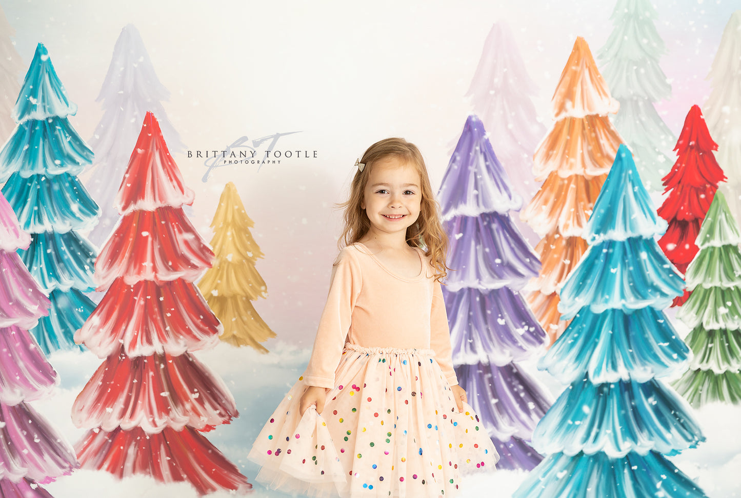 Magical Winter Rainbow Trees Pathway