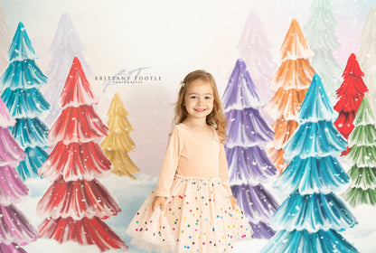 Magical Winter Rainbow Trees Pathway