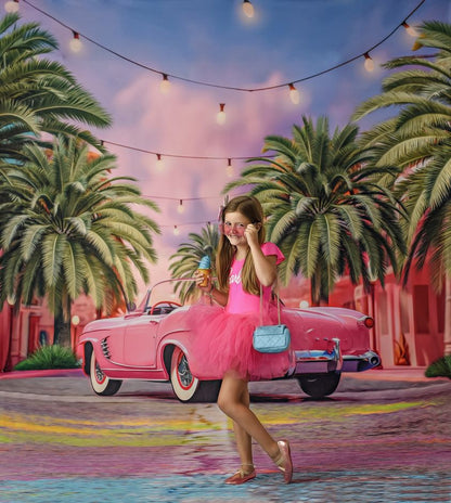 Malibu Shopping Center - Pink Car - With Sweep Option