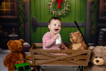 Merry Christmas Barn - Green Door - with Sweep Option