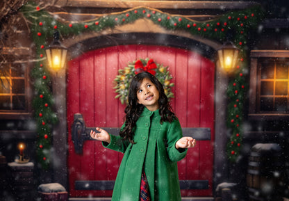 Merry Christmas Barn - Red Door - with Sweep Option