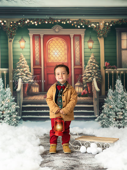 Merry Porch Greetings - Green House - with Sweep Option