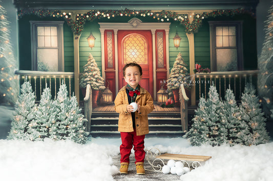 Merry Porch Greetings - Green House - with Sweep Option