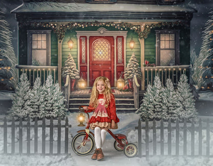 Merry Porch Greetings - Green House - with Sweep Option