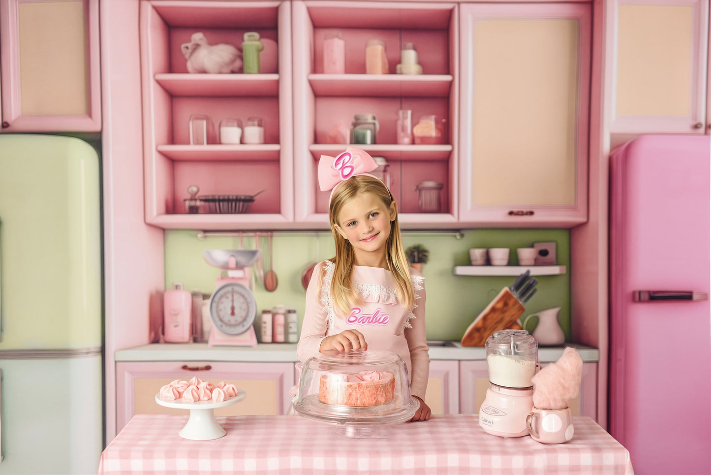 Midge's Kitchenette - Pink Floor Option - With Green Fridge Sweep Option