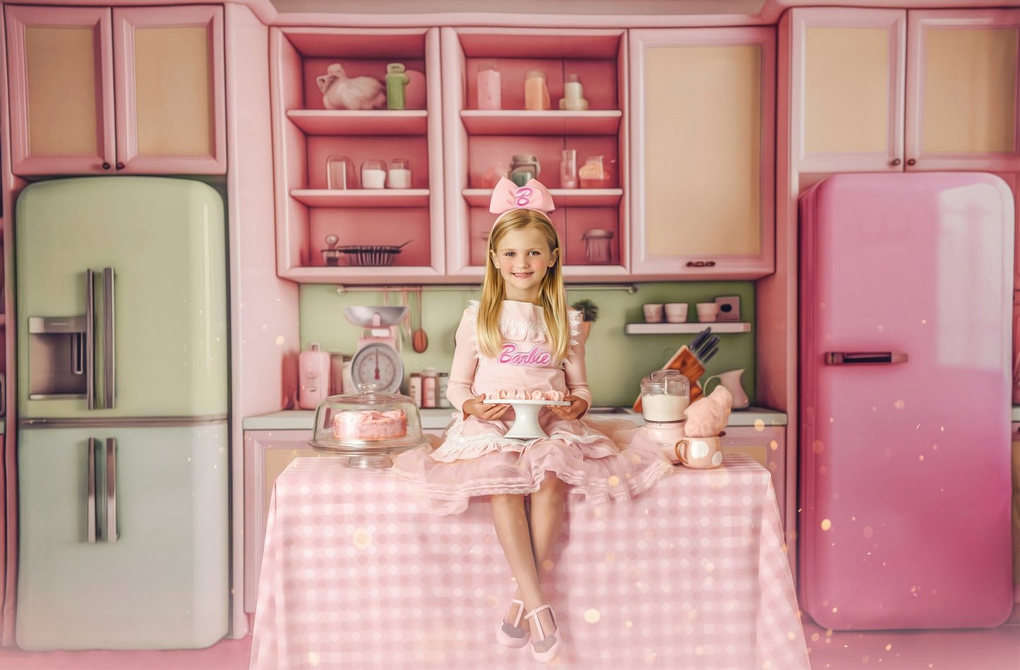 Midge's Kitchenette - Pink Floor Option - With Green Fridge Sweep Option