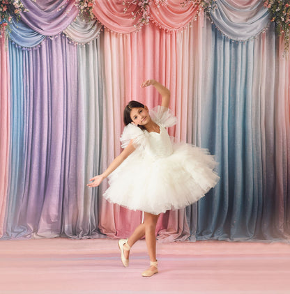 Pastel Curtains  - Wood Floor - With Sweep Option