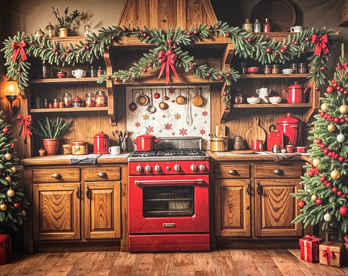 RTS The Christmas Bakehouse - 10x8' Value Luxe Fabric - Ink Spots - 60% Off