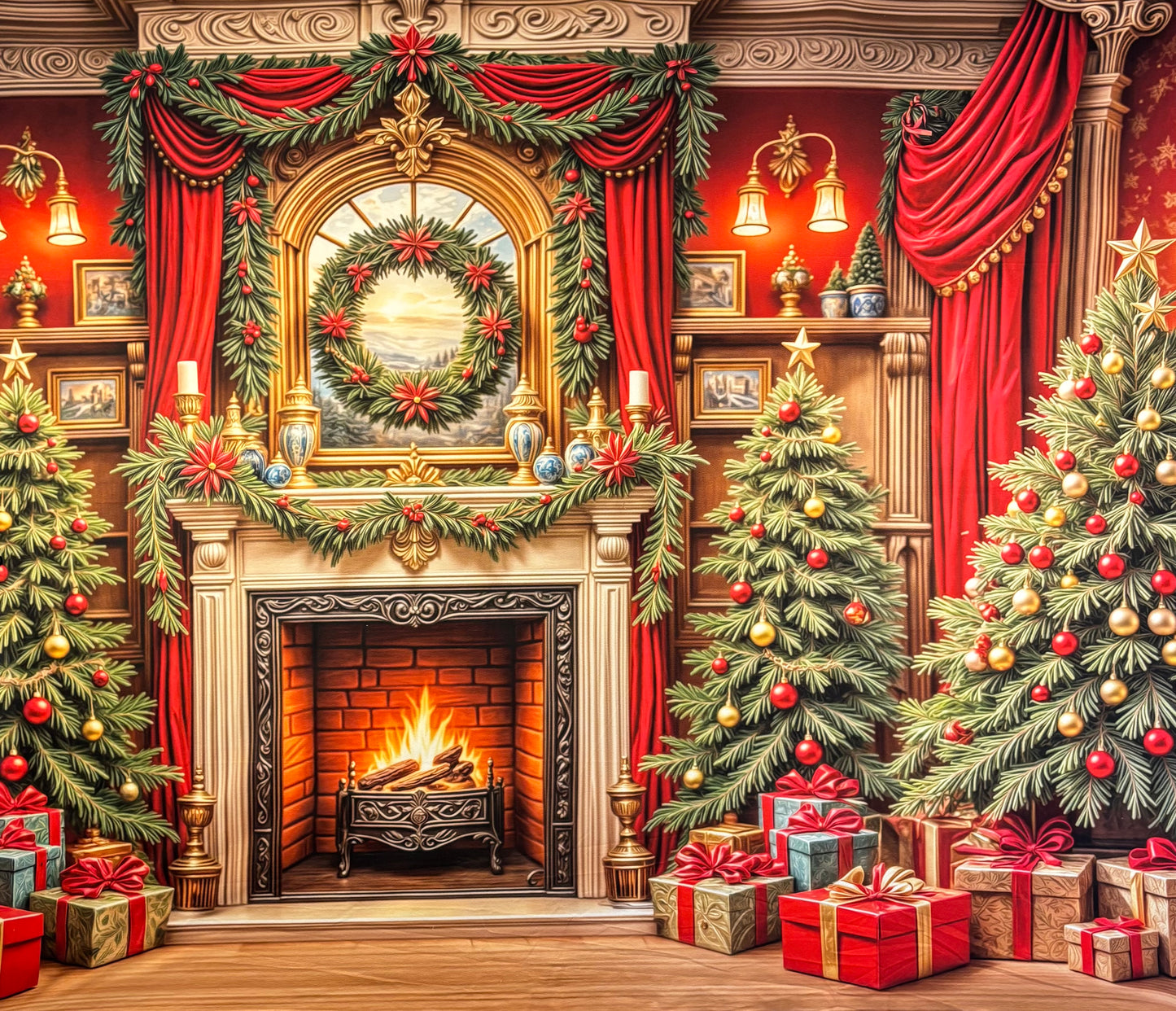 RTS Holiday At Hawthorne Hall - 9x8' Value Luxe Fabric - 10x8' Cut Short On Left - 60% Off