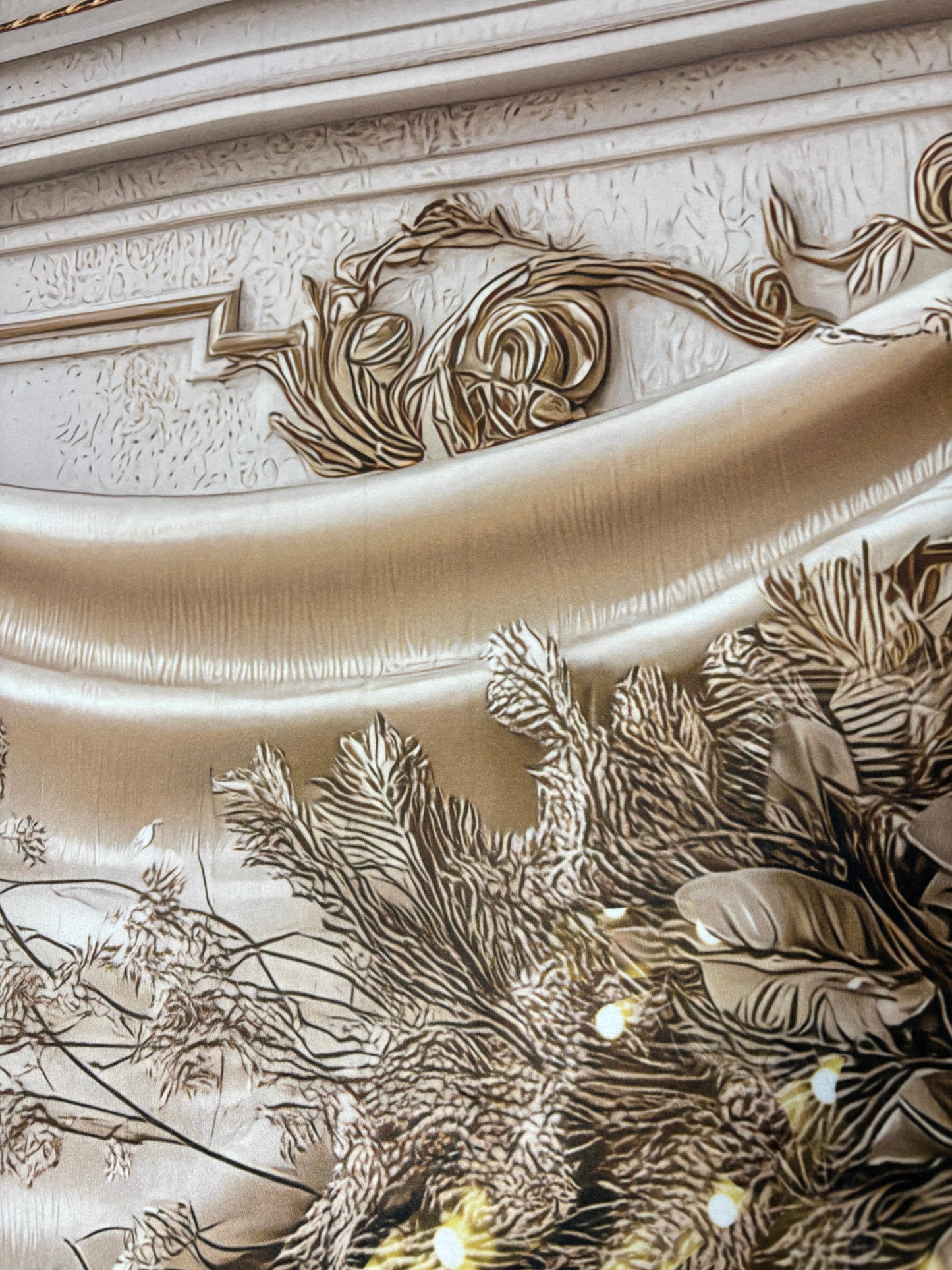 RTS Fancy Gold Bow Wall - 10x8' Value Luxe Fabric - Banding - 60% Off