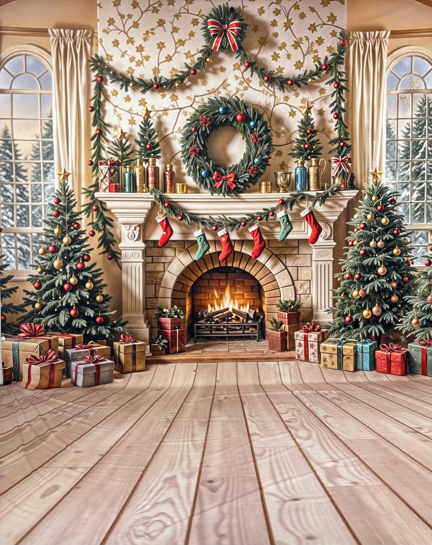 RTS Stockings & Sparkle - 10x15' Wrinkle-Free Fabric Sweep - Banding - 60% Off