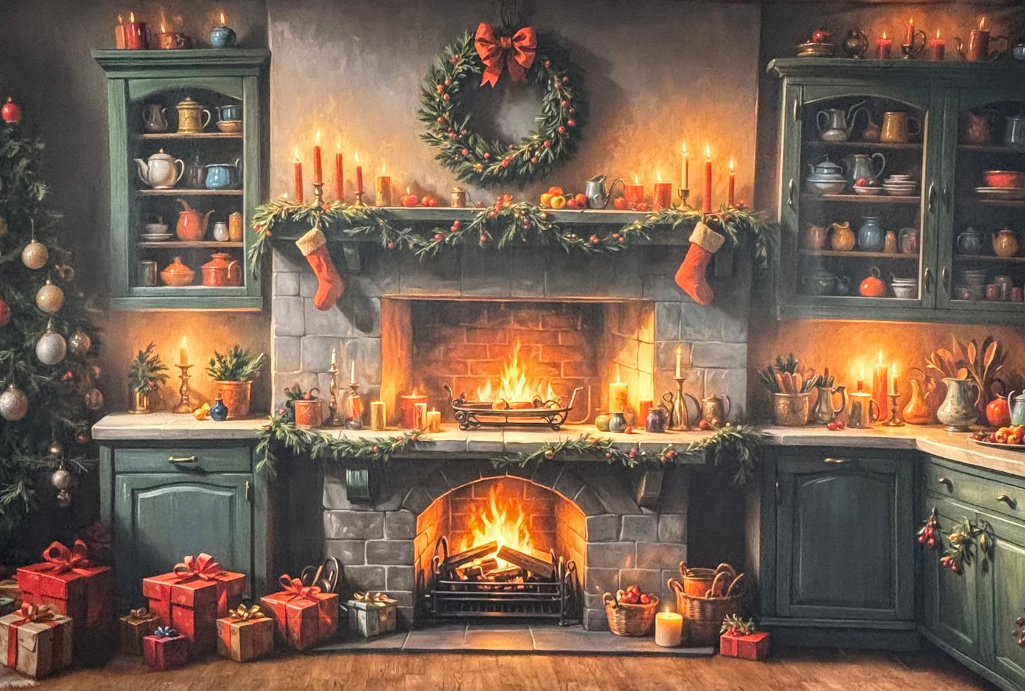 RTS Festive Fireside Baking - 12x8' Wrinkle-Free Fabric - Banding -  60% Off