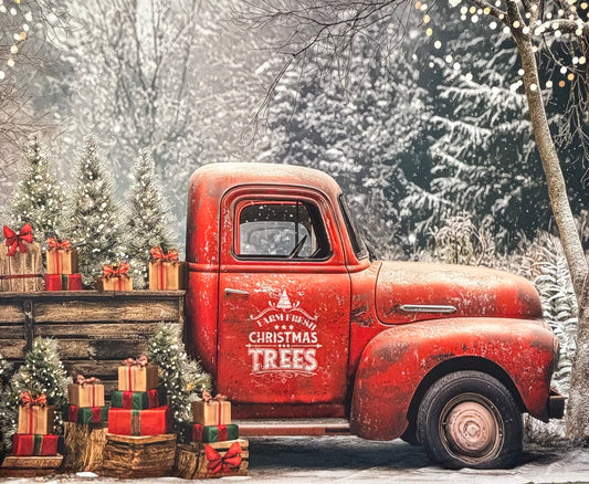 RTS County Christmas Tree Farm Truck - 15x9' Wrinkle-Free Fabric - Perfect - 50% Off