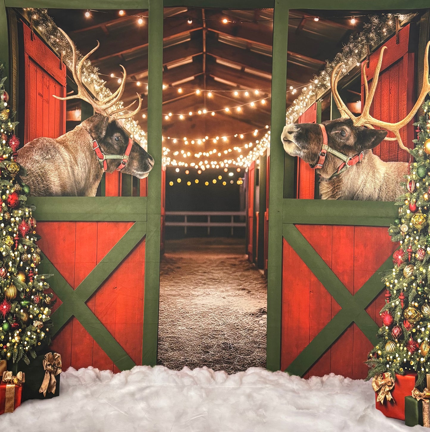 RTS Santa's Jolly Reindeer Stable w/ Reindeer - 8x8' Value Luxe - Ink Marks - 60% Off