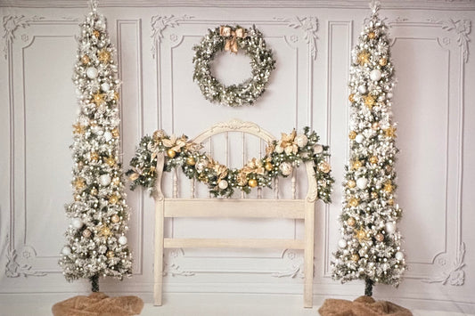 RTS Elegant Gold Headboard - 12x8' Wrinkle-Free Fabric - Pink Tint/Bad Cut - 60% Off