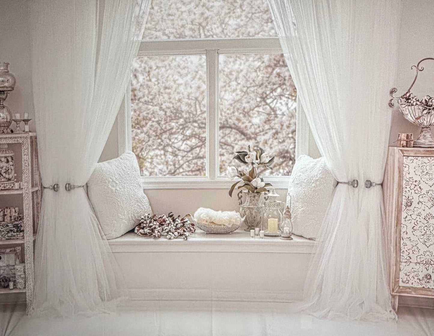 RTS White Holiday - 10x8' Wrinkle-Free Fabric - Banding - 60% Off