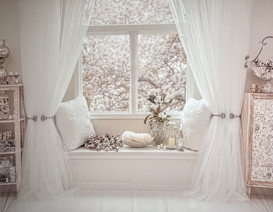 RTS White Holiday - 10x8' Wrinkle-Free Fabric - Banding - 60% Off