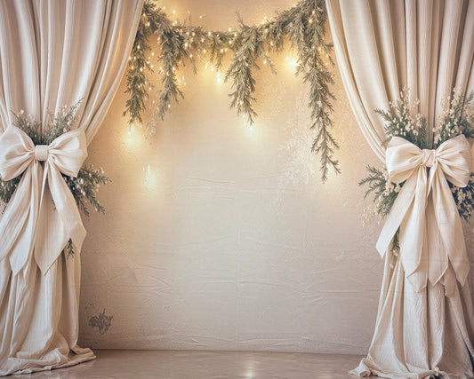 RTS Ivory Christmas Curtain Call - 10x8' Fleece - Very Warm/Ink Marks At Right Edge - 60% Off