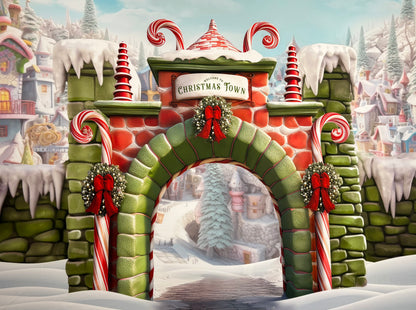 RTS Welcome To Christmas Town - 10x8' Wrinkle-Free Fabric - Banding - 60% Off