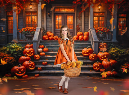 Pumpkin-Lit Porch  - With Sweep Option