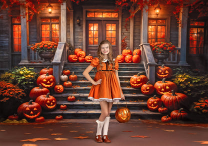 Pumpkin-Lit Porch  - With Sweep Option