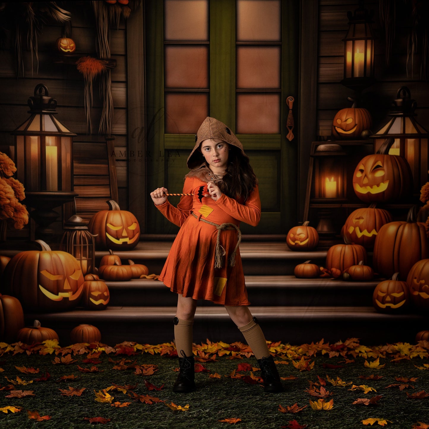 Pumpkin Porch - Green Door - With Sweep Option