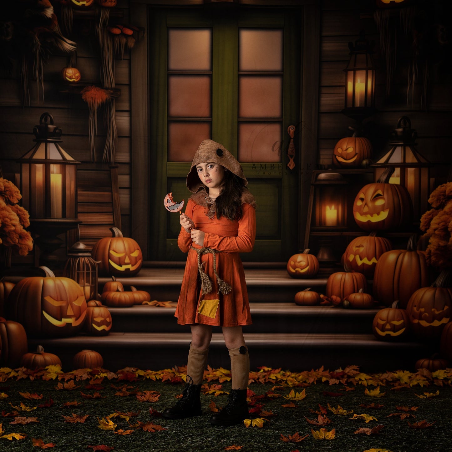 Pumpkin Porch - Green Door - With Sweep Option