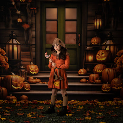 Pumpkin Porch - Green Door - With Sweep Option