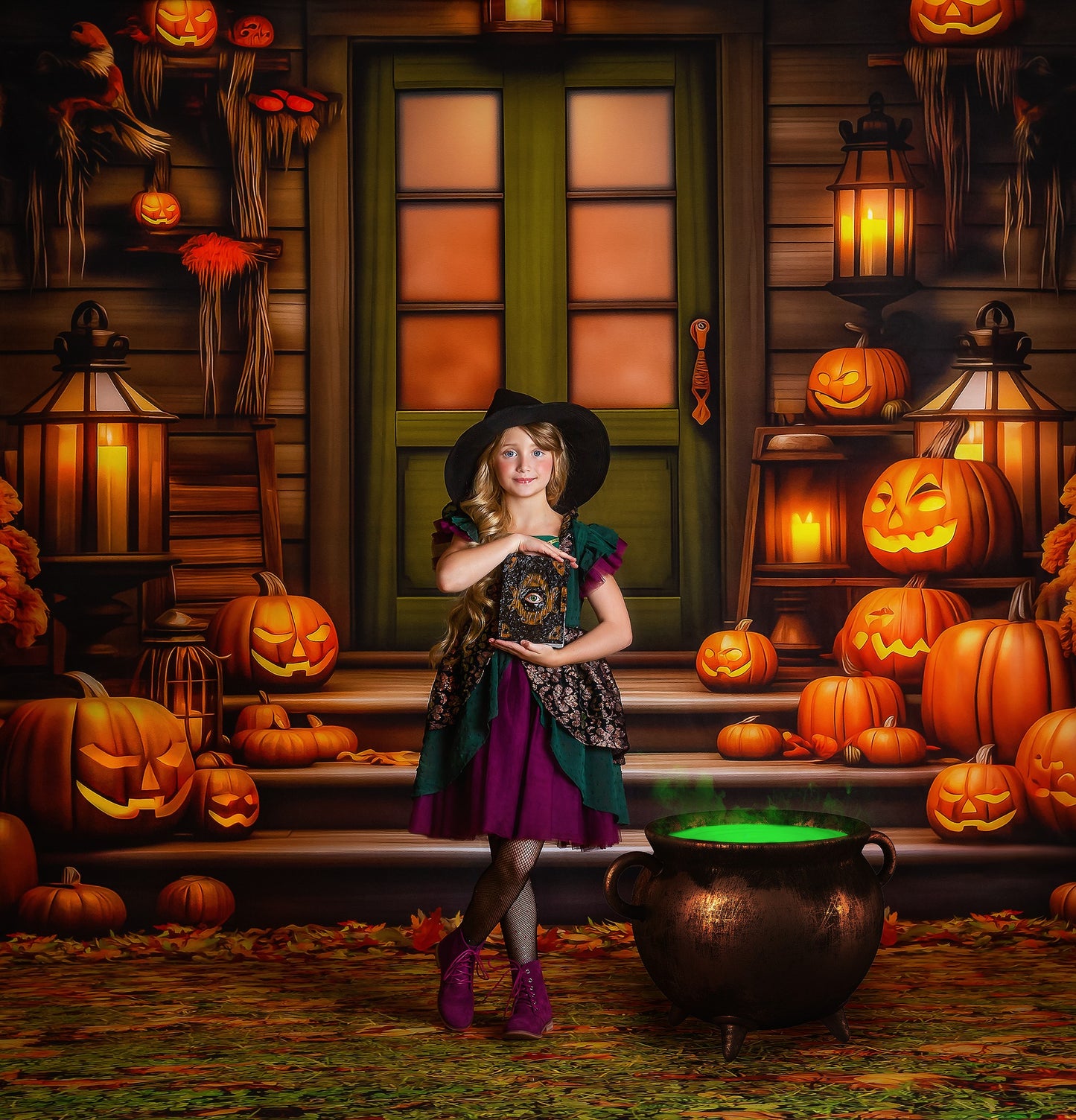 Pumpkin Porch - Green Door - With Sweep Option