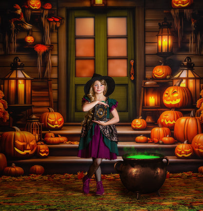 Pumpkin Porch - Green Door - With Sweep Option