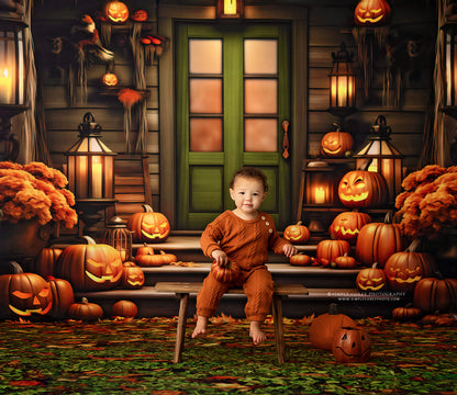 Pumpkin Porch - Green Door - With Sweep Option