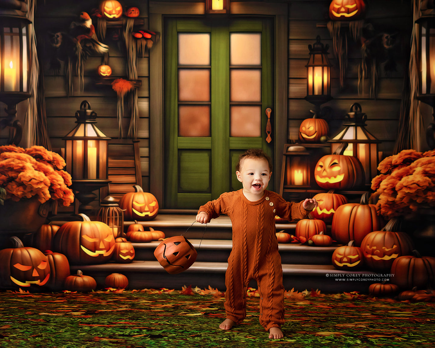 Pumpkin Porch - Green Door - With Sweep Option